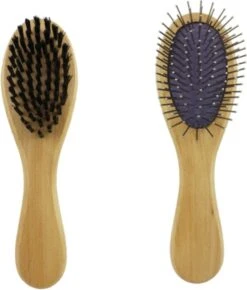 Merkloos Nobleza Dierenborstel - Hondenborstel - Kattenborstel - Tweezijdig - Dubbelzijdig - Hout - Maat L -Hondenbenodigdheden 1021x1200