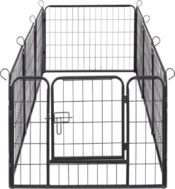 ACAZA Hondenren In 8 Panelen - Hondenkennel - Met Deur - 60 Cm Hoogte - Zwart -Hondenbenodigdheden 1111x1200 2