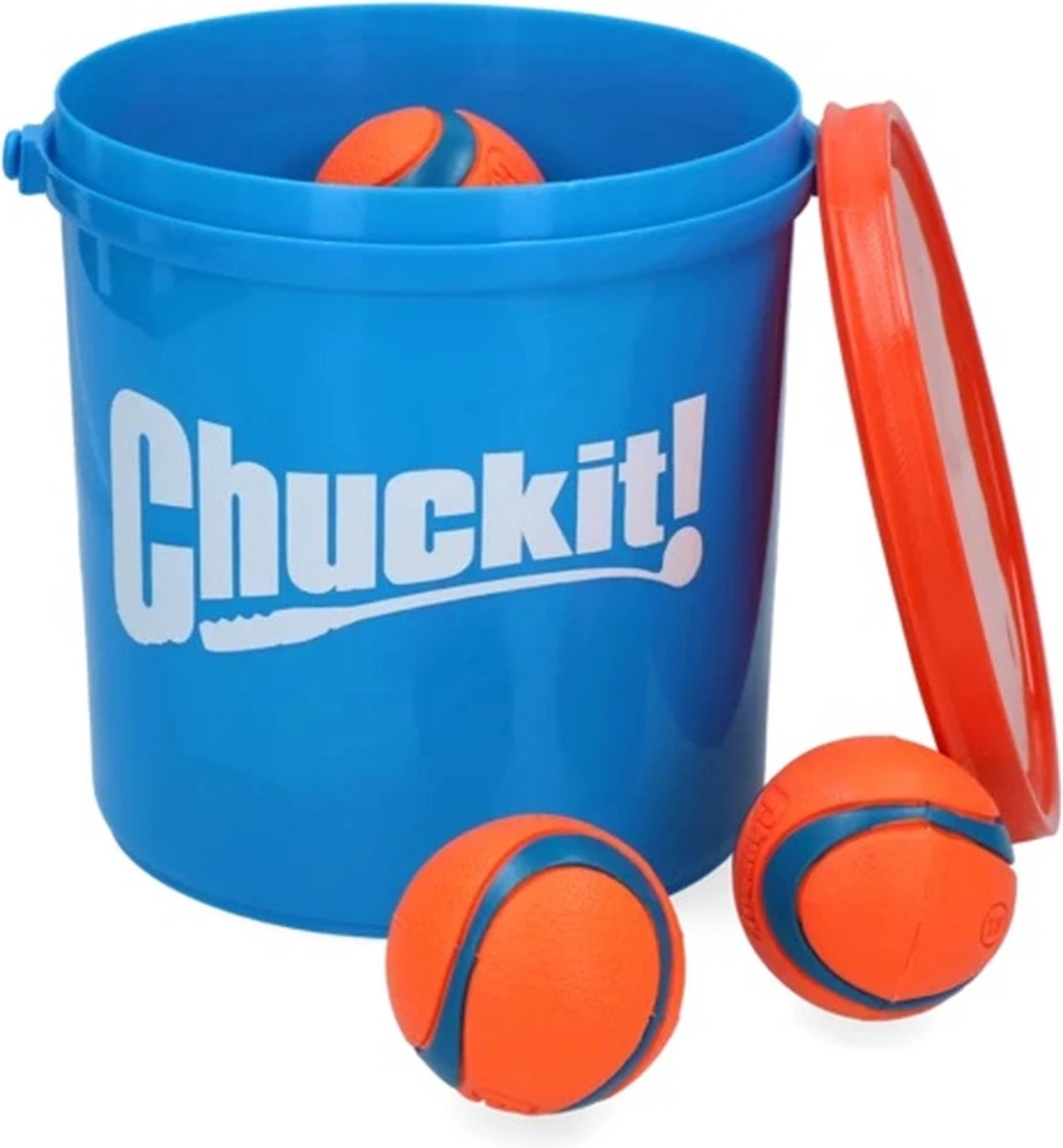 Chuckit! Bucket Met 8 Ultra Ballen (M) – Honden Speelgoed – Apporteren – Drijft Op Water – Stuitert – Veilig Voor Gebit – Honden Bal – Ideaal Met De Ballenwerper – Ø 7cm – Oranje/Blauw - Apporteerspeelgoed 1 Chuckit! Bucket Met 8 Ultra Ballen (M) – Honden Speelgoed – Apporteren – Drijft Op Water – Stuitert – Veilig Voor Gebit – Honden Bal – Ideaal Met De Ballenwerper – Ø 7cm – Oranje/Blauw - Apporteerspeelgoed