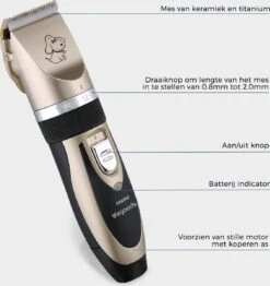 LifeGoods Hondentondeuse - Voor Katten En Honden - Complete Set - 5 Standen - Draadloos - Oplaadbaar - Goud/Zwart -Hondenbenodigdheden 1131x1200