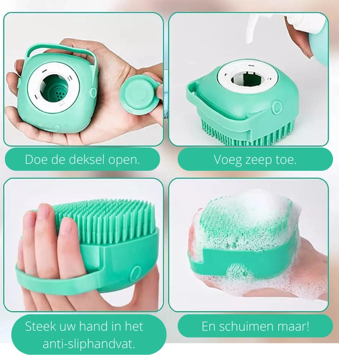 Merkloos Dierenborstel - Douche - Bad - Hond - Kat - Vachtverzorging - Scrubber - Borstel 4 Merkloos Dierenborstel - Douche - Bad - Hond - Kat - Vachtverzorging - Scrubber - Borstel - Afbeelding 4