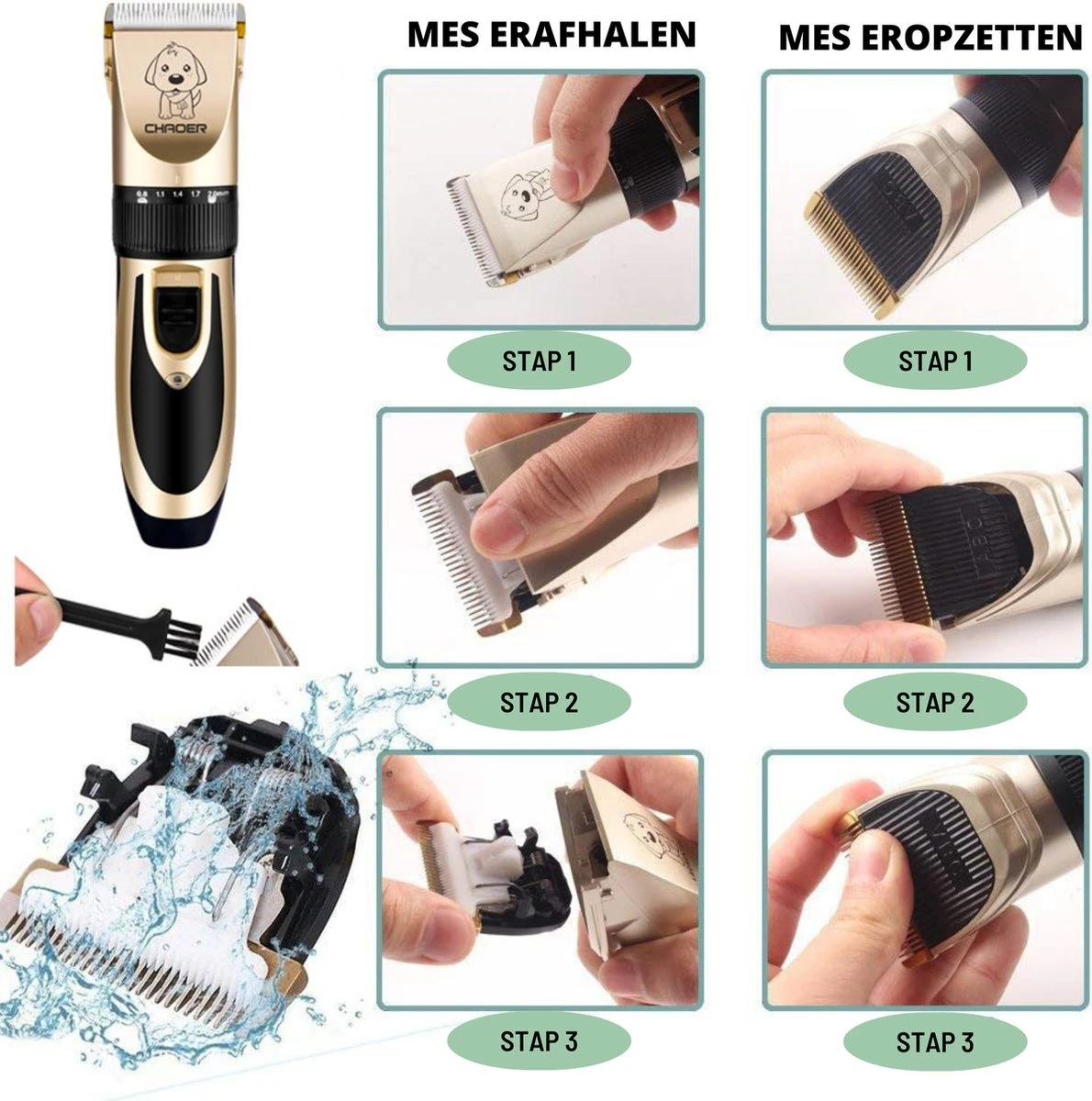 Thuys Hondentondeuse Set Voor Dikke Vacht - Tondeuse Set Voor Honden Draadloos - Set Voor Langharige Honden Met 4 Opzetstukken 6 Thuys Hondentondeuse Set Voor Dikke Vacht - Tondeuse Set Voor Honden Draadloos - Set Voor Langharige Honden Met 4 Opzetstukken - Afbeelding 6