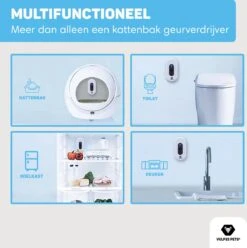 Vulpes Pets® Kattenbak Geurverdrijver PRO - Ozon En Negatieve Ionen Functie - Infraroodsensor - Oplaadbaar - Geurverwijderaar - Air Eliminator - Wit -Hondenbenodigdheden 1195x1200 7