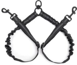 Nobleza Splitter Hondenriem - Dubbel Aanlijnriem Voor Honden - Splitter Verstelbaar - Zwart
