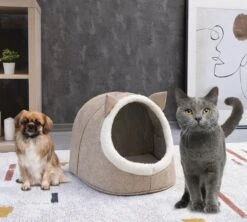 Merkloos Opvouwbaar Kattenhuis - En Hondennest – Cat House - Kattenhol - Cat Cave - Beige -Hondenbenodigdheden 1200x1080 2