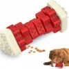 3-in-1 Hondenkauwbot - Gebitsverzorging - IQ Training - Voedsel Afgifte Functie - Geometrisch Ontwerp - Duurzaam & Milieuvriendelijk - Kauwbot - Honden - Hondenbot - Rood
