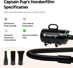 Captain Pup's Professionele Hondenföhn Met 4 Opzetstukken - Bijgeleverde Hondenborstel - Waterblazer Voor Honden - Zwart 10 Captain Pup's Professionele Hondenföhn Met 4 Opzetstukken - Bijgeleverde Hondenborstel - Waterblazer Voor Honden - Zwart -Hondenbenodigdheden 1200x1117