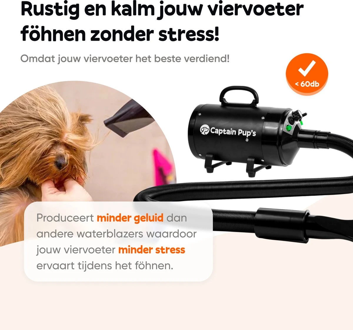 Captain Pup's Professionele Hondenföhn Met 4 Opzetstukken - Bijgeleverde Hondenborstel - Waterblazer Voor Honden - Zwart 5 Captain Pup's Professionele Hondenföhn Met 4 Opzetstukken - Bijgeleverde Hondenborstel - Waterblazer Voor Honden - Zwart - Afbeelding 5