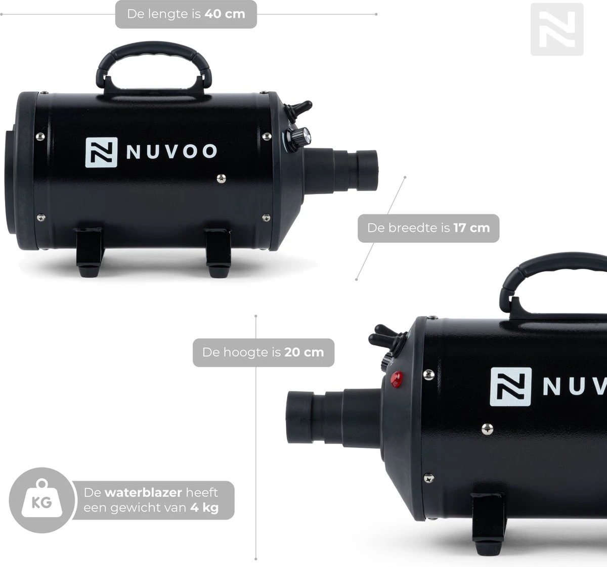 Nuvoo Professionele Hondenföhn / Waterblazer / Hondenborstel Met 3 Opzetstukken - Verstelbare Vermogen Tot 2200W - Warme / Koude Stand - Zwart 2 Nuvoo Professionele Hondenföhn / Waterblazer / Hondenborstel Met 3 Opzetstukken - Verstelbare Vermogen Tot 2200W - Warme / Koude Stand - Zwart - Afbeelding 2