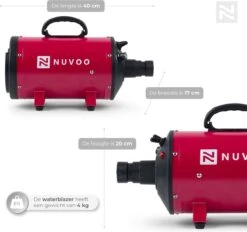Nuvoo Professionele Hondenföhn / Waterblazer / Hondenborstel Met 3 Opzetstukken - Verstelbare Vermogen Tot 2200W - Warme / Koude Stand - Rood 11 Nuvoo Professionele Hondenföhn / Waterblazer / Hondenborstel Met 3 Opzetstukken - Verstelbare Vermogen Tot 2200W - Warme / Koude Stand - Rood -Hondenbenodigdheden 1200x1127