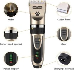 Nobleza Dieren Tondeuse Set - 4 Opzetkammen - Draadloos - Voor Huisdieren Katten & Honden -Hondenbenodigdheden 1200x1133 1