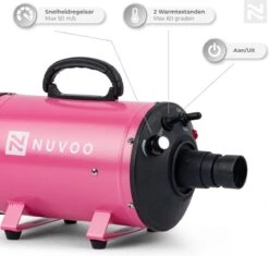 Nuvoo Professionele Hondenföhn / Waterblazer / Hondenborstel Met 3 Opzetstukken - Verstelbare Vermogen Tot 2200W - Warme / Koude Stand - Roze 11 Nuvoo Professionele Hondenföhn / Waterblazer / Hondenborstel Met 3 Opzetstukken - Verstelbare Vermogen Tot 2200W - Warme / Koude Stand - Roze -Hondenbenodigdheden 1200x1140 5