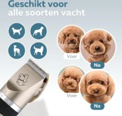 BYER Professionele Dieren Tondeuse Set - Voor Huisdieren Katten & Honden - Draadloos - Oplaadbare Pet Trimmer - Dog Tondeuze Clipper - 5 Standen & Vier Opzetkammen - Low Noise -Hondenbenodigdheden 1200x1144