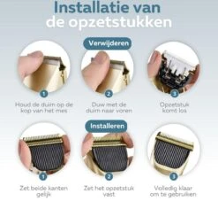 BYER Professionele Dieren Tondeuse Set - Voor Huisdieren Katten & Honden - Draadloos - Oplaadbare Pet Trimmer - Dog Tondeuze Clipper - 5 Standen & Vier Opzetkammen - Low Noise -Hondenbenodigdheden 1200x1148 4