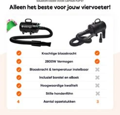 Captain Pup's Professionele Hondenföhn Met 4 Opzetstukken - Bijgeleverde Hondenborstel - Waterblazer Voor Honden - Zwart 14 Captain Pup's Professionele Hondenföhn Met 4 Opzetstukken - Bijgeleverde Hondenborstel - Waterblazer Voor Honden - Zwart -Hondenbenodigdheden 1200x1153