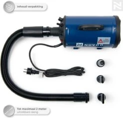 Nuvoo Professionele Hondenföhn / Waterblazer / Hondenborstel Met 3 Opzetstukken - Verstelbare Vermogen Tot 2200W - Warme / Koude Stand - Blauw -Hondenbenodigdheden 1200x1153 4