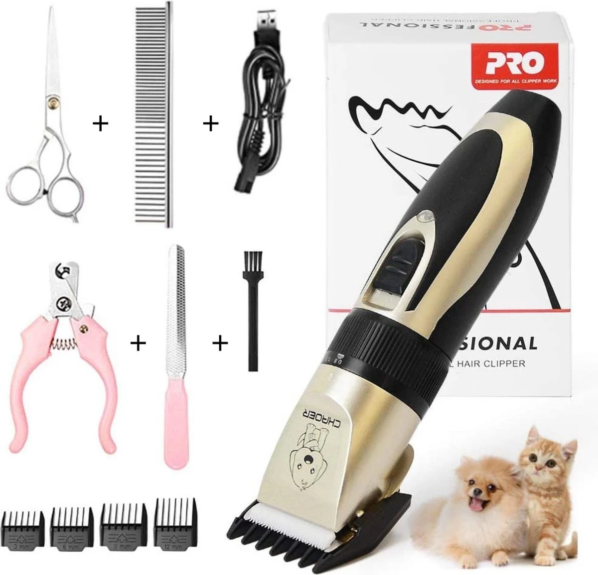 Thuys Hondentondeuse Set Voor Dikke Vacht - Tondeuse Set Voor Honden Draadloos - Set Voor Langharige Honden Met 4 Opzetstukken 1 Thuys Hondentondeuse Set Voor Dikke Vacht - Tondeuse Set Voor Honden Draadloos - Set Voor Langharige Honden Met 4 Opzetstukken