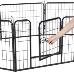 ACAZA Hondenren In 8 Panelen - Hondenkennel - Met Deur - 60 Cm Hoogte - Zwart -Hondenbenodigdheden 1200x1156 6