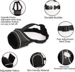 Merkloos Hoog Kwaliteit Muilkorf Met Bedrukt Patroon - Muilkorf Hond - Hondensnuit - Anti Blaf En Bijt - Voor Kleine En Grote Honden Maat M Zwart Reflecterend -Hondenbenodigdheden 1200x1160 1