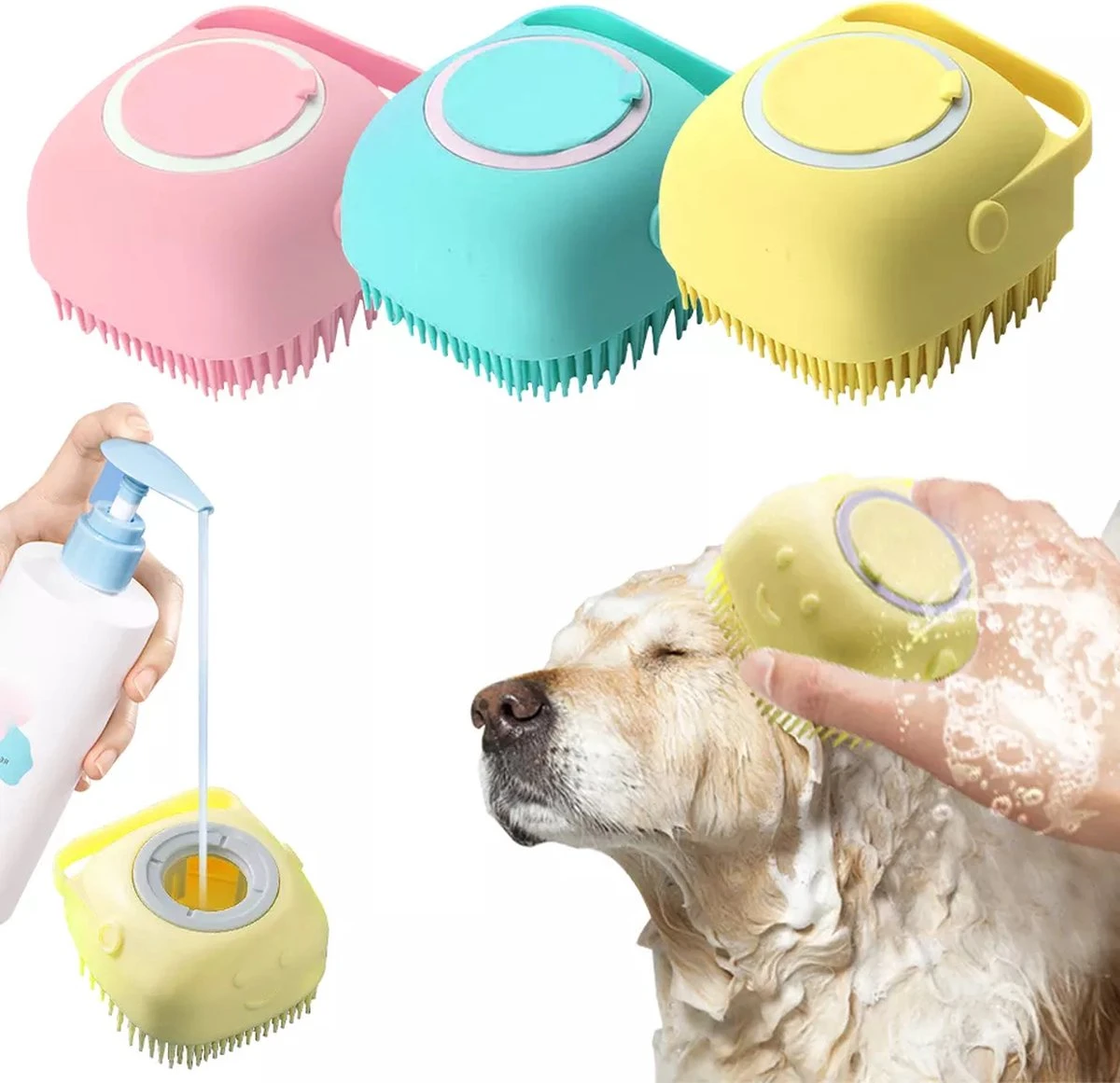 Merkloos Dierenborstel - Douche - Bad - Hond - Kat - Vachtverzorging - Scrubber - Borstel 2 Merkloos Dierenborstel - Douche - Bad - Hond - Kat - Vachtverzorging - Scrubber - Borstel - Afbeelding 2