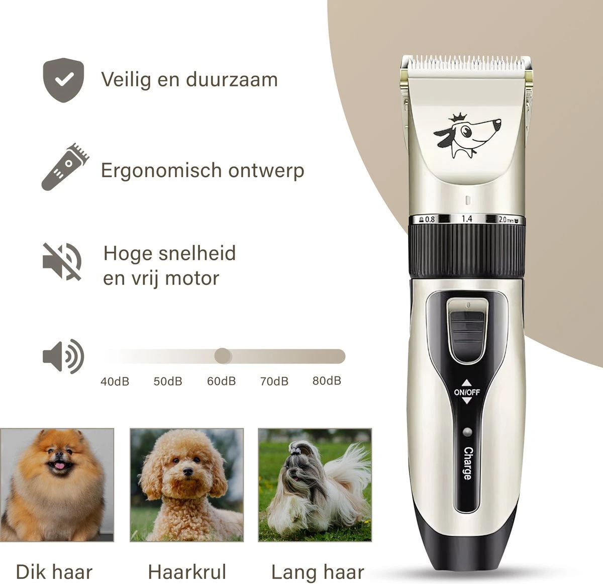 Thuys Hondentondeuse Set Voor Dikke Vacht - Tondeuse Set Voor Honden Draadloos - Set Voor Langharige Honden Met 4 Opzetstukken 3 Thuys Hondentondeuse Set Voor Dikke Vacht - Tondeuse Set Voor Honden Draadloos - Set Voor Langharige Honden Met 4 Opzetstukken - Afbeelding 3
