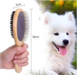 Merkloos Nobleza Dierenborstel - Hondenborstel - Kattenborstel - Tweezijdig - Dubbelzijdig - Hout - Maat L -Hondenbenodigdheden 1200x1166