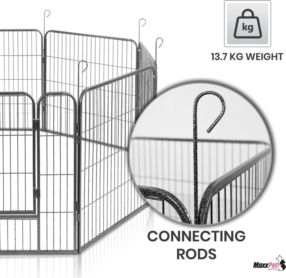MaxxPet Puppyren - Hondenbench - Hondenren- Puppyren Met 8 Kennelpanelen - Staal -80 X 80 Cm Ø 210 Cm 2 MaxxPet Puppyren - Hondenbench - Hondenren- Puppyren Met 8 Kennelpanelen - Staal -80 X 80 Cm Ø 210 Cm - Afbeelding 2