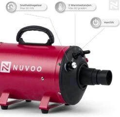 Nuvoo Professionele Hondenföhn / Waterblazer / Hondenborstel Met 3 Opzetstukken - Verstelbare Vermogen Tot 2200W - Warme / Koude Stand - Rood 10 Nuvoo Professionele Hondenföhn / Waterblazer / Hondenborstel Met 3 Opzetstukken - Verstelbare Vermogen Tot 2200W - Warme / Koude Stand - Rood -Hondenbenodigdheden 1200x1172