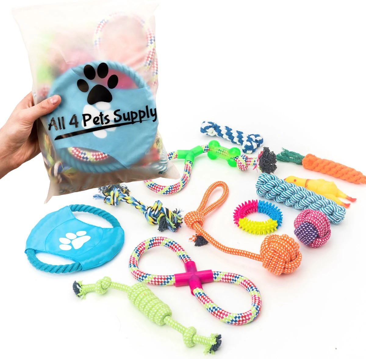 All 4 Pets Supply® Honden Speelgoed Set Geschikt Voor Puppy's T/m Middelgrote Honden - 12 Stuks - Hondenspeeltjes - Intelligentie - Touw - Flostouw - Bijtring - Bal 1 All 4 Pets Supply® Honden Speelgoed Set Geschikt Voor Puppy's T/m Middelgrote Honden - 12 Stuks - Hondenspeeltjes - Intelligentie - Touw - Flostouw - Bijtring - Bal