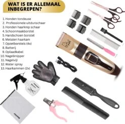 BeautyFit - 16-delig Hondentondeuse Set - Professionele Honden Trimset - Dieren Tondeuse Voor Dikke Vacht - Meest Complete Set - Inclusief 4 Opzetkammen - Hondenschaar - Mist Verstuiver - Handschoen Borstel - Nagelknipper -Hondenbenodigdheden 1200x1187 2