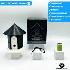 Vulpes Pets® Anti Blaf Apparaat Pro - Anti Blafband Voor Alle Honden - Luxe Hondentrainer - Diervriendelijk & Zonder Schok - Inclusief 9V Batterij - Waterbestendig - Ophangbaar - Instelbare Ultrasone Niveauregeling - 4 Standen -Hondenbenodigdheden 1200x1193 6