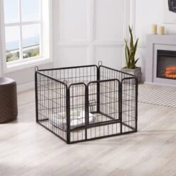 ACAZA Hondenren In 4 Panelen - Hondenkennel - Met Deur - 60 Cm Hoog - Zwart -Hondenbenodigdheden 1200x1200 1017