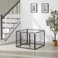 ACAZA Hondenren In 4 Panelen - Hondenkennel - Met Deur - 60 Cm Hoog - Zwart -Hondenbenodigdheden 1200x1200 1018