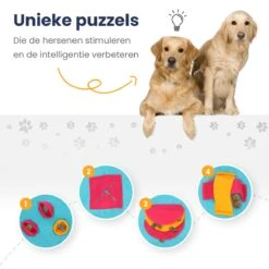 Snuffelmat 70x70cm Inclusief Rubberen Massage Bal & E-book - Speelmat Hond - Denkspel Hond - Puppy Speelgoed - Anti Schrok Mat - Honden Snoepjes - Cadeau Tip -Hondenbenodigdheden 1200x1200 1109