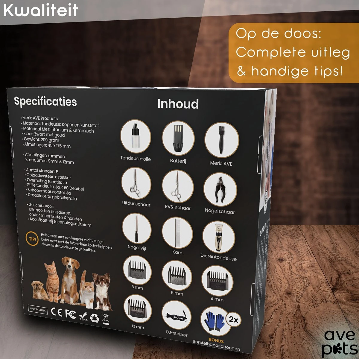 AVE Pets® Complete Hondentondeuse Set - Draadloos Tondeuse - Scheerapparaat Voor Je Hond Of Kat - Huisdier Trimmer - Professionele Dierentondeuse - Dieren Verzorging 2 AVE Pets® Complete Hondentondeuse Set - Draadloos Tondeuse - Scheerapparaat Voor Je Hond Of Kat - Huisdier Trimmer - Professionele Dierentondeuse - Dieren Verzorging - Afbeelding 2