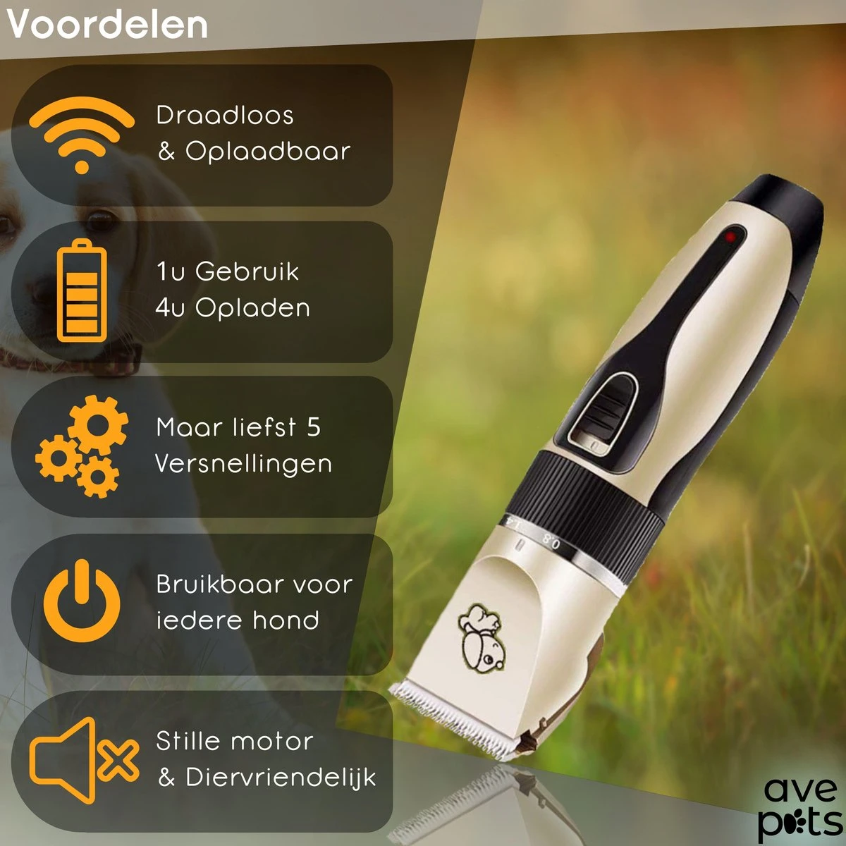 AVE Pets® Complete Hondentondeuse Set - Draadloos Tondeuse - Scheerapparaat Voor Je Hond Of Kat - Huisdier Trimmer - Professionele Dierentondeuse - Dieren Verzorging 9 AVE Pets® Complete Hondentondeuse Set - Draadloos Tondeuse - Scheerapparaat Voor Je Hond Of Kat - Huisdier Trimmer - Professionele Dierentondeuse - Dieren Verzorging - Afbeelding 9