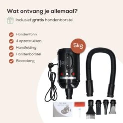 MiMOPETS® Hondenföhn Met 4 Opzetstukken – Waterblazer Voor Honden Met Geluiddemper -Hondendroger - Zwart -Hondenbenodigdheden 1200x1200 250