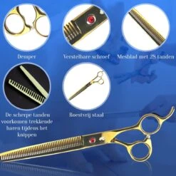 Scharenset Hond - 8-Delige Scharenset - Hondenschaar - Trimset - Trimschaar Voor Honden - Huisdier Knipset - Effileerschaar Hond - Goud -Hondenbenodigdheden 1200x1200 262