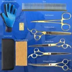 Scharenset Hond - 8-Delige Scharenset - Hondenschaar - Trimset - Trimschaar Voor Honden - Huisdier Knipset - Effileerschaar Hond - Goud -Hondenbenodigdheden 1200x1200 264