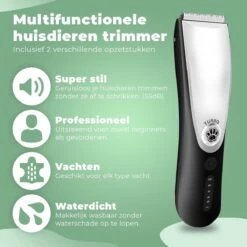 Essential Goods Professionele Hondentondeuse – Hondentrimmer - Draadloos – Opzet Kammen – Dik/Dunne Vacht - Honden/Katten - Zwart/Zilver -Hondenbenodigdheden 1200x1200 271