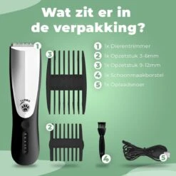 Essential Goods Professionele Hondentondeuse – Hondentrimmer - Draadloos – Opzet Kammen – Dik/Dunne Vacht - Honden/Katten - Zwart/Zilver -Hondenbenodigdheden 1200x1200 275