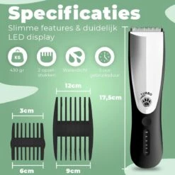 Essential Goods Professionele Hondentondeuse – Hondentrimmer - Draadloos – Opzet Kammen – Dik/Dunne Vacht - Honden/Katten - Zwart/Zilver -Hondenbenodigdheden 1200x1200 276