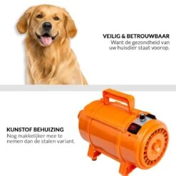 Krachtige Hondenföhn/ Waterblazer Met Draaiknop Om Overtollig Water En Stof Snel Uit De Vacht Te Blazen | Verstelbare Vermogen Standen (500W Tot 2200W) En Verstelbare Temperatuur - Type B Oranje -Hondenbenodigdheden 1200x1200 346