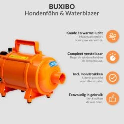 Krachtige Hondenföhn/ Waterblazer Met Draaiknop Om Overtollig Water En Stof Snel Uit De Vacht Te Blazen | Verstelbare Vermogen Standen (500W Tot 2200W) En Verstelbare Temperatuur - Type B Oranje -Hondenbenodigdheden 1200x1200 348