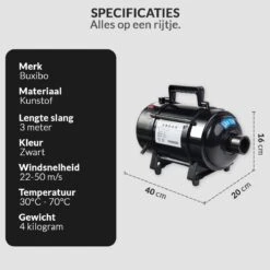 Hondenföhn/Waterblazer - Verstelbare Vermogen Standen (500W Tot 2400W) En Verstelbare Temperatuur - Zwart -Hondenbenodigdheden 1200x1200 362