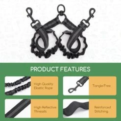 Nobleza Splitter Hondenriem - Dubbel Aanlijnriem Voor Honden - Splitter Verstelbaar - Zwart -Hondenbenodigdheden 1200x1200 423