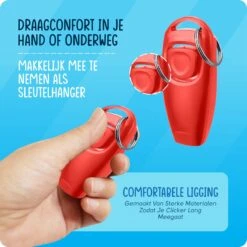 VEDIC® - Luxe Clicker Met Fluit - Clickertraining - Rood - Bevestigingsring - Fluit - Hondentraining -Hondenbenodigdheden 1200x1200 472