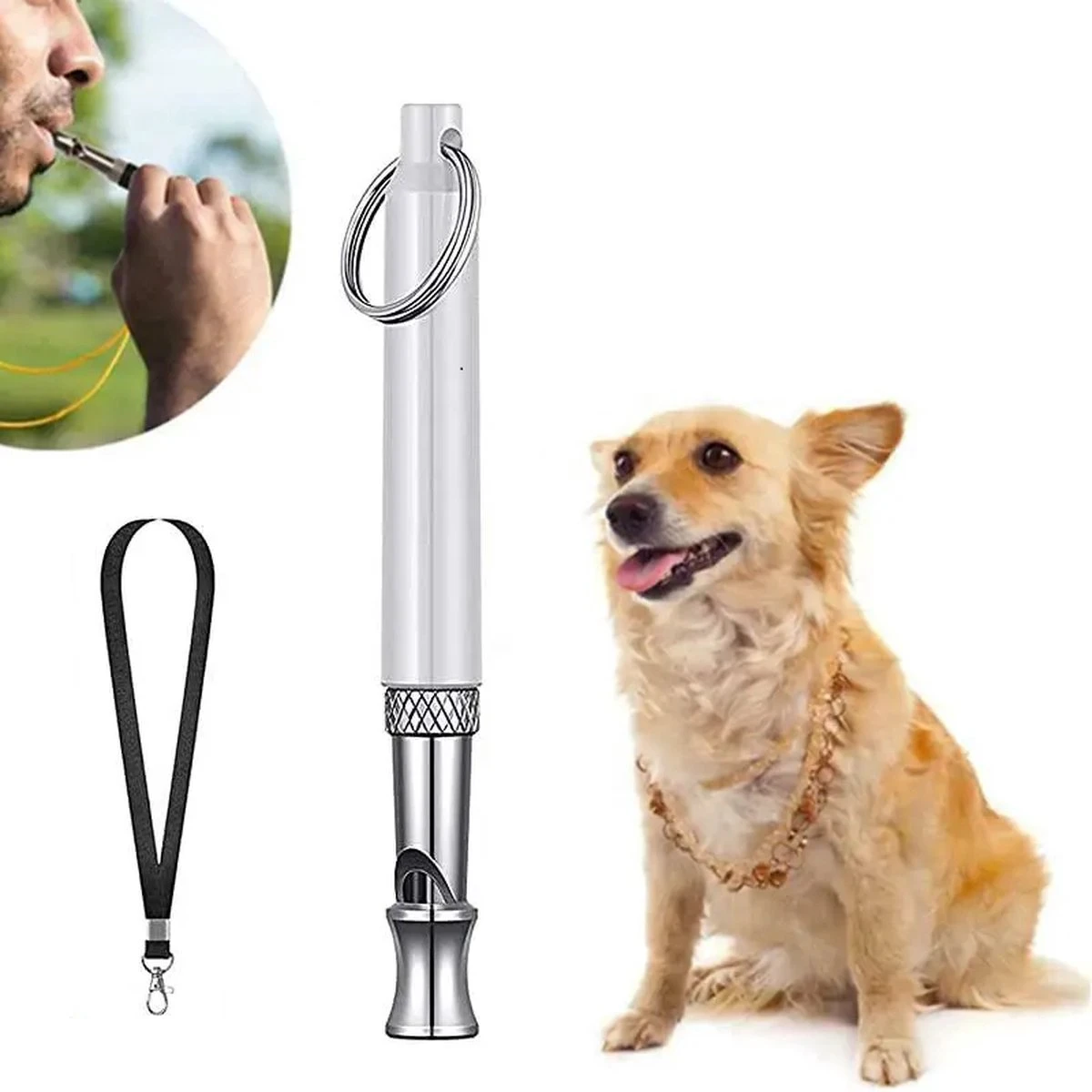 Hondenfluitje Ultrasoon + Gratis Keycord - Hondenfluitje - Hondenfluitje Jachthond - Ultrasoon Hondenfluitje - Hondenfluit - Wit - 1 Stuk 1 Hondenfluitje Ultrasoon + Gratis Keycord - Hondenfluitje - Hondenfluitje Jachthond - Ultrasoon Hondenfluitje - Hondenfluit - Wit - 1 Stuk