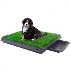 Merkloos Hondentoilet Kunstgras Met Bak - Indoor Dierentoilet - Uitneembare Opvangbak - Puppy Training Pets - Outdoor/Balkon/Tuin/Indoor Toilet - 50x64 Cm -Hondenbenodigdheden 1200x1200 543