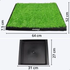 AWEMOZ Hondentoilet Kunstgras - Met 2 Matten En Opvangbak - 64x52x7,5cm - Puppy Pads - Zindelijkheidstraining Hond - Training Pads - Indoor / Outdoor Honden Toilet -Hondenbenodigdheden 1200x1200 551